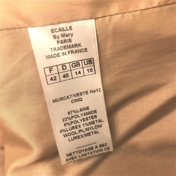 ECAILLE Paris Brown Overcheck Herringbone Tweed Woven with Lurex Jacket Sz 10 - Picture 5 of 7